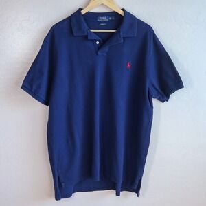 Polo Ralph Lauren Mens XXL Custom Fit Navy Blue Short Sleeve Polo Shirt Red Pony